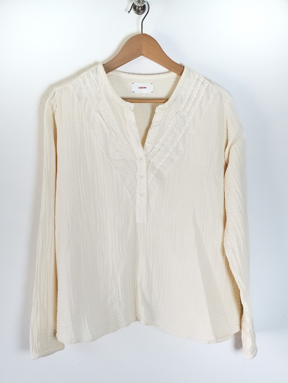 Xirena Lana Long Sleeve Top In Oat Cotton Gauze Popover Blouse In Size Medium